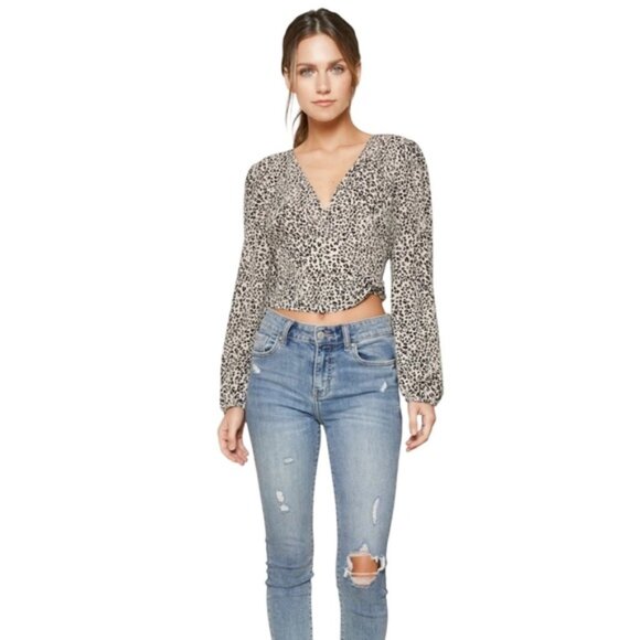 Zara Accordion Pleat leopard print v-neck Blouse - Picture 1 of 5